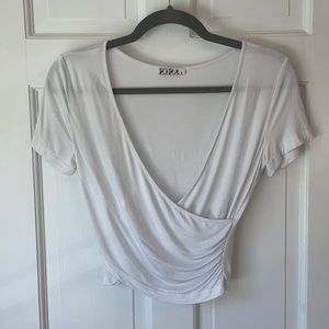 White Cross Crop Top